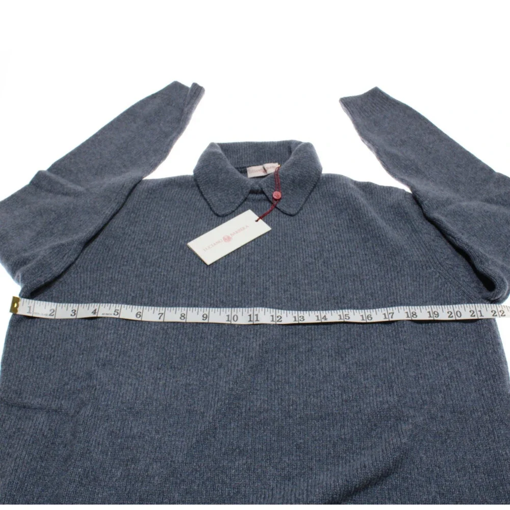 Luciano Barbera NWT Collared Knit Sweater Size 52 (US L) in Blue 100% Cashmere